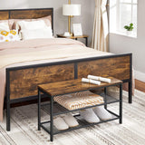 Schuhbank mit Gitterablage ohne Polster Vintagebraun-Schwarz von guteszeug.ch