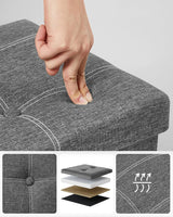 Sitzbank Stauraum 110cm Faltbar Leinenimitat Dunkelgrau