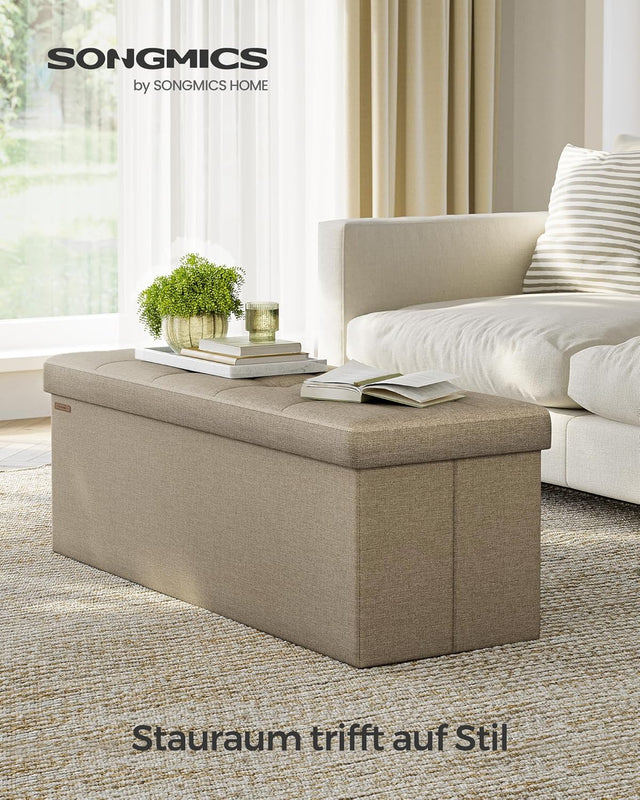 Sitzbank Sitztruhe Stauraum Klappbar Belastbar Wohnzimmer Kamelbraun