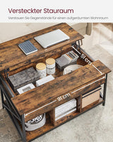 Couchtisch Höhenverstellbar Stauraum X-Streben Vintagebraun von Songmics