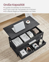 Couchtisch Höhenverstellbar Schubladen Offenes Fach Schwarz von Songmics