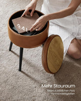 Sitzhocker mit Stauraum rund karamellbraun von Songmics