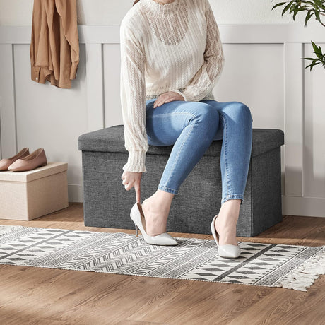 Sitzbank Aufbewahrungsbox klappbar 300kg Schiefergrau von Songmics