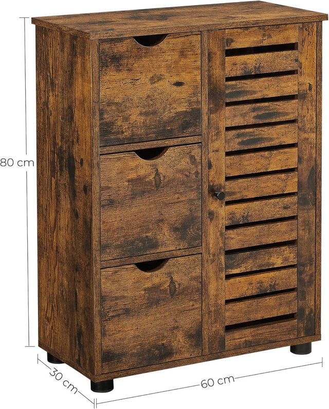 Badezimmerschrank mit Schubladen und Tür vintagebraun