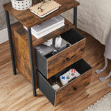 Nachttisch mit Schubladen Industrie-Design Vintagebraun-Schwarz