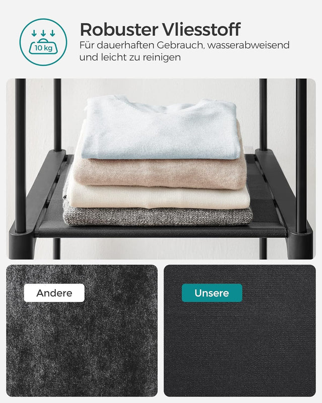 Aufbewahrungsschrank faltbar mit Aufhängestange Schwarz