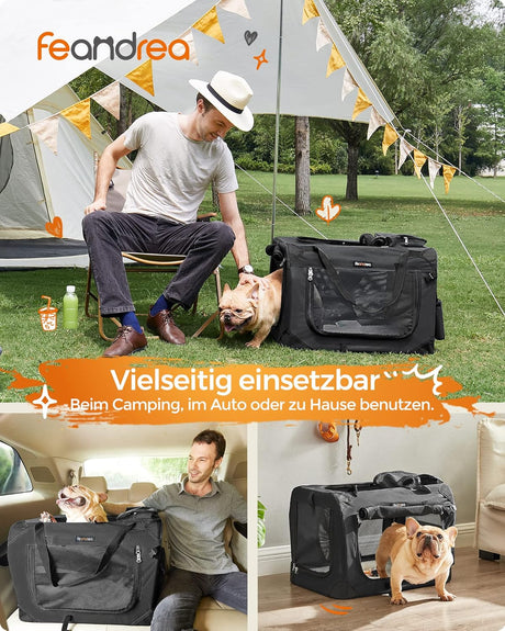 Hundebox faltbar Transportbox atmungsaktiv Metallrahmen schwarz von Songmics