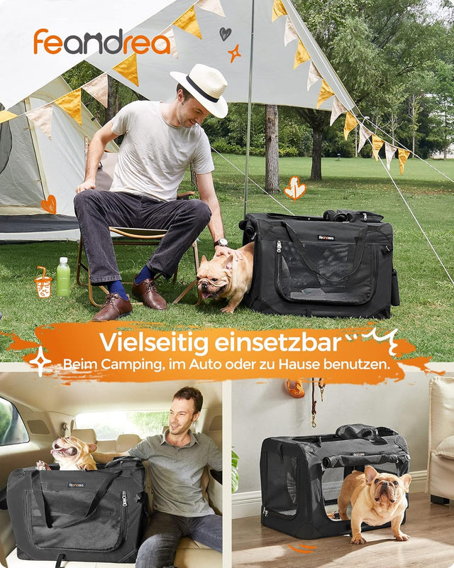 Hundebox faltbar Transportbox atmungsaktiv Metallrahmen schwarz von Songmics