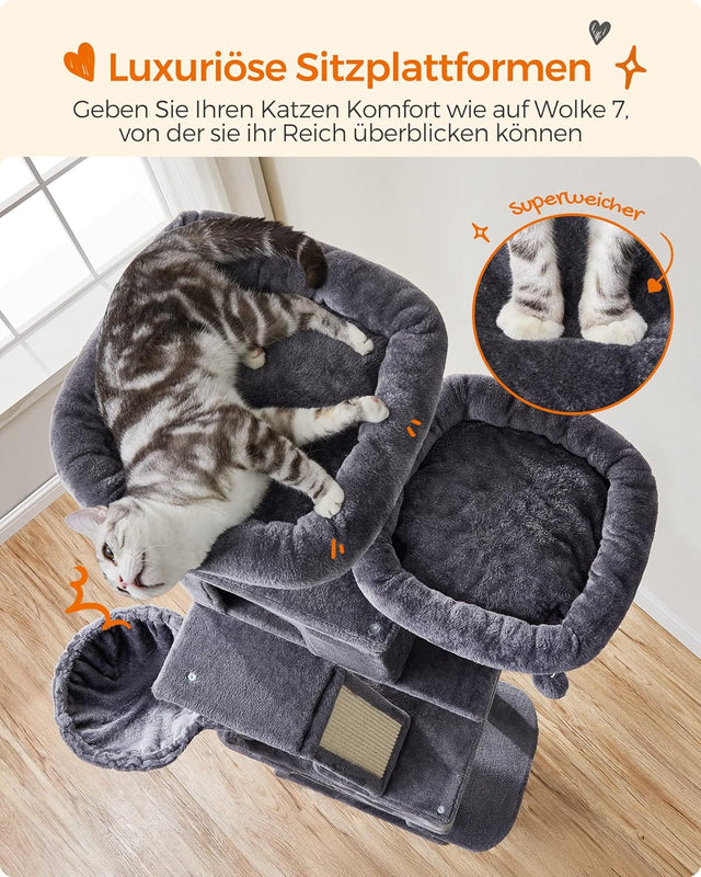 Kratzbaum XXL Katzenbaum Hoch Rauchgrau