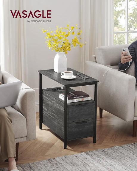 Beistelltisch mit Steckdosenleiste, anthrazitgrau