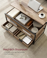 Couchtisch Höhenverstellbar Schubladen Offenes Fach Kamelbraun