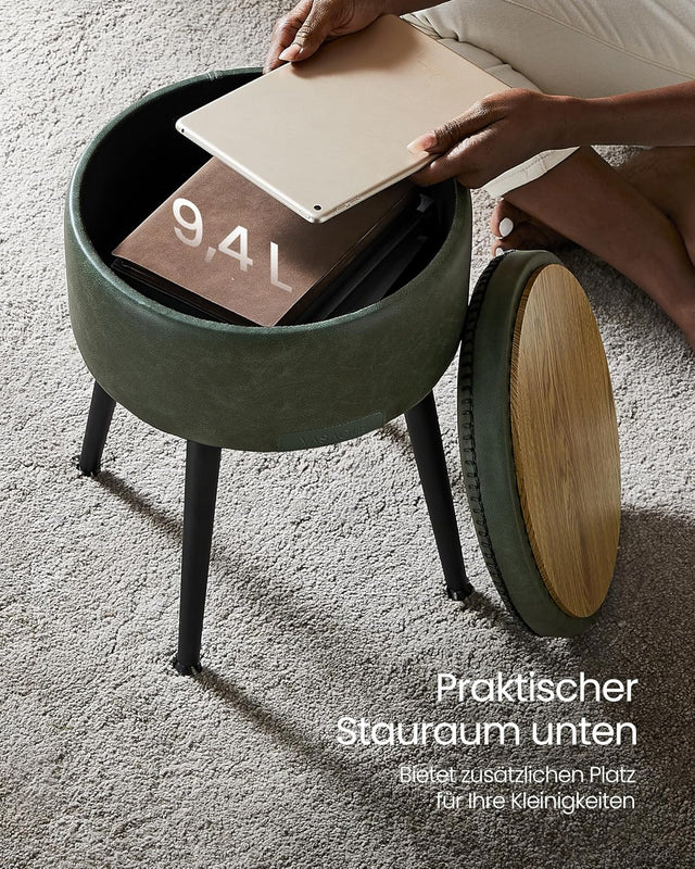 Sitzhocker mit Stauraum Kunstleder Waldgrün von Songmics
