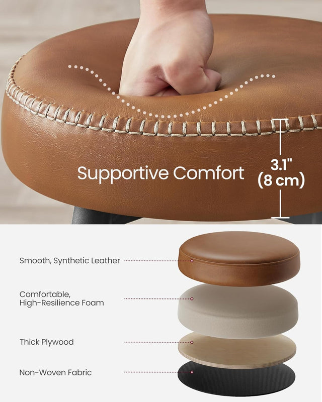 Barhocker 2er Set Kunstleder Mid-Century Karamellbraun Tall