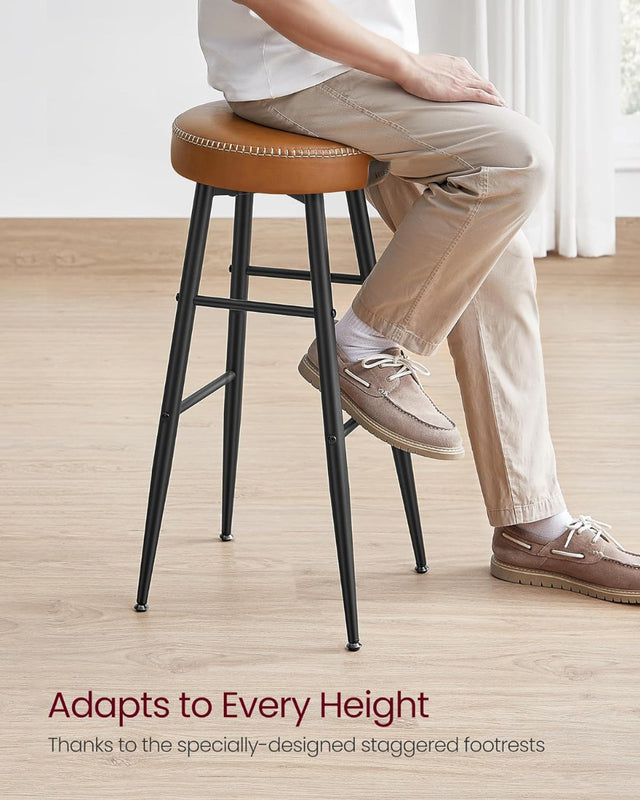 Barhocker 2er Set Kunstleder Mid-Century Karamellbraun Tall