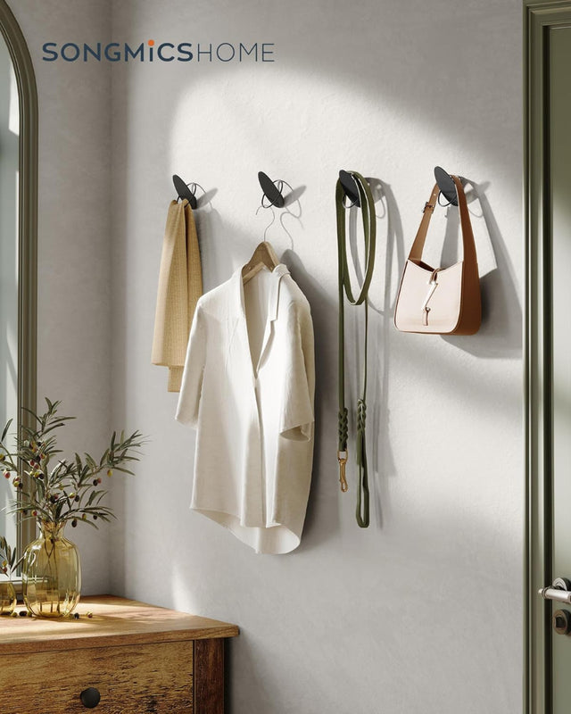 Garderobenhaken Kleiderhaken 4er Set Schwarz