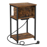Beistelltisch mit Steckdose Vintagebraun-Schwarz