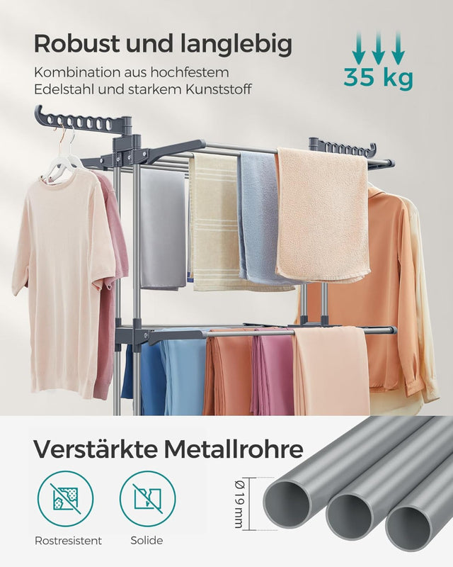 Wäscheständer Standtrockner 4 Ebenen mit Rollen