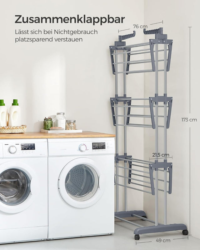 Wäscheständer Standtrockner 4 Ebenen mit Rollen