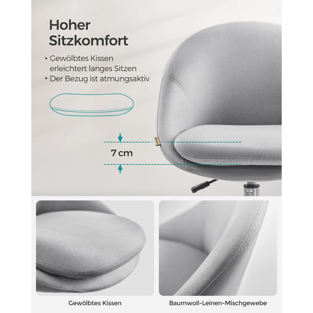 Bürostuhl Schreibtischstuhl Höhenverstellbar Taubengrau