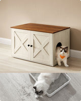 Katzenhaus Schrank Tisch herausnehmbar honigbraun vintageweiss von Songmics