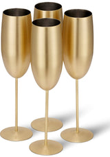 Edelstahl Sektgläser Flute Gold Matt 4er-Set