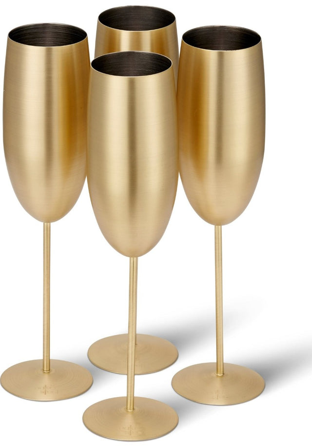 Edelstahl Sektgläser Flute Gold Matt 4er-Set
