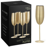 Edelstahl Sektgläser Flute Gold Matt 4er-Set
