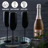 Edelstahl Sektgläser Flute Schwarz Matt 4er-Set