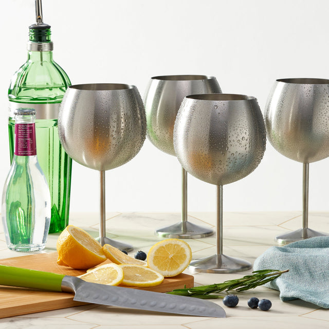 Edelstahl Gin Gläser Silber 4er-Set