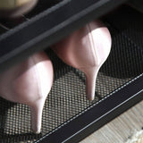 Schuhregal 3 Gitter-Ablagen Metall Industrie Design Vintagebraun Schwarz