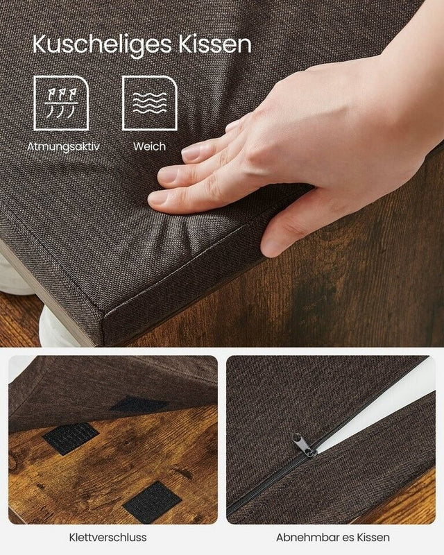 Schuhbank Regal Sitzbank Polster Vintagebraun Braun