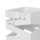 Regenschirmständer Metall quadratisch mit Haken weiss von Songmics