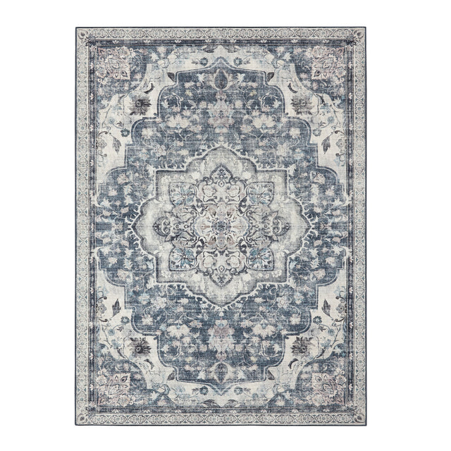 Wohnzimmerteppich Rutschfest Vintage Grau 120 x 170 cm