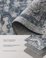 Wohnzimmerteppich Rutschfest Vintage Grau 120 x 170 cm