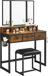Schminktisch Set mit Hocker rustikal braun