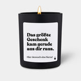 Duftkerze Schwarz Woody Das größte Geschenk kam gerade aus dir raus. Hier dennoch eine Kerze! von ChattyCandles