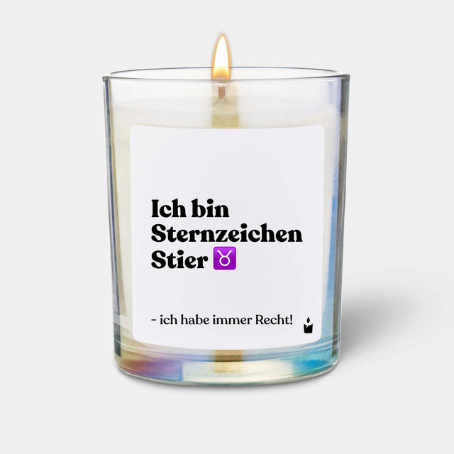 Duftkerze Rainbow Woody Ich bin Sternzeichen Stier - ich habe immer Recht! von ChattyCandles
