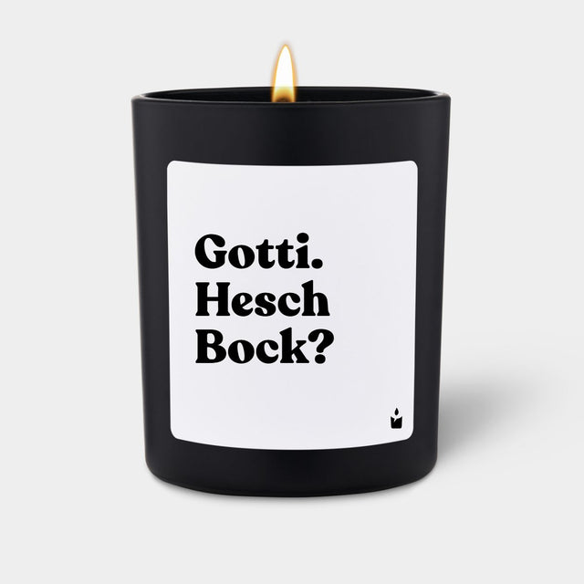 Duftkerze Schwarz Woody Gotti. Hesch Bock?