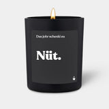 Duftkerze Schwarz Woody Das johr schenki eu Nüt.