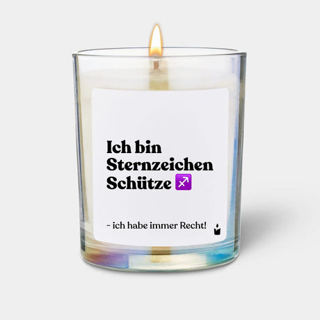 Duftkerze Rainbow Woody Ich bin Sternzeichen Schütze - ich habe immer Recht! von ChattyCandles