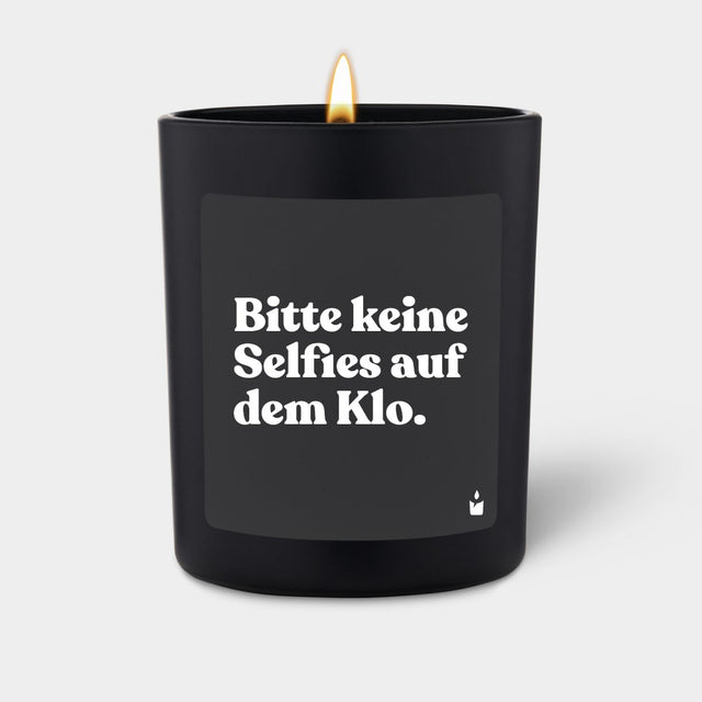 Duftkerze Schwarz Woody Bitte keine Selfies auf dem Klo.