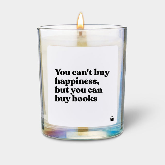 Duftkerze Rainbow Woody You can't buy happiness, but you can buy books von ChattyCandles