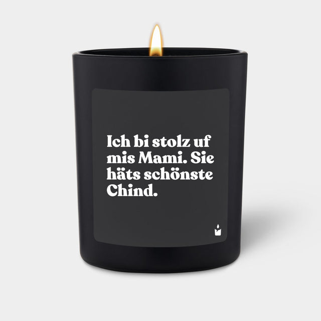 Duftkerze Schwarz Flowery Ich bi stolz uf mis Mami. Sie häts schönste Chind. von ChattyCandles