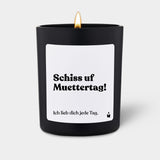 Duftkerze Schwarz Flowery Schiss uf Muettertag! Ich lieb dich jede Tag. von ChattyCandles