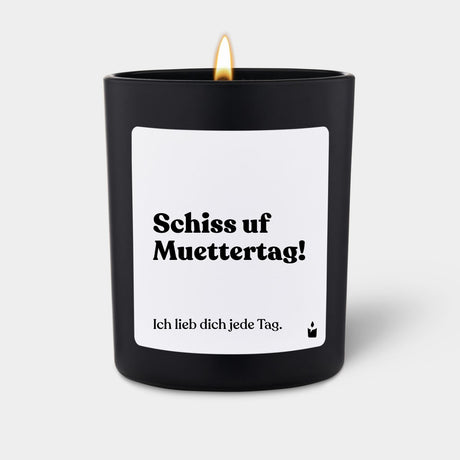 Duftkerze Schwarz Flowery Schiss uf Muettertag! Ich lieb dich jede Tag. von ChattyCandles