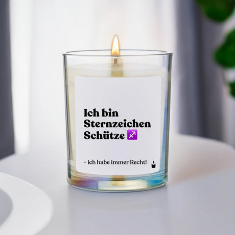 Duftkerze Rainbow Woody Ich bin Sternzeichen Schütze - ich habe immer Recht! von ChattyCandles