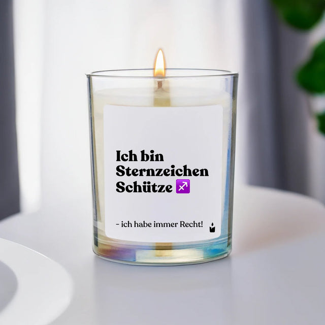 Duftkerze Rainbow Woody Ich bin Sternzeichen Schütze - ich habe immer Recht! von ChattyCandles