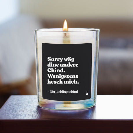 Duftkerze Rainbow Flowery Sorry wäg dine andere Chind. Wenigstens hesch mich. - Dis Lieblingschind von ChattyCandles