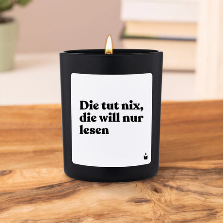 Duftkerze Schwarz Woody Die tut nix, die will nur lesen von ChattyCandles