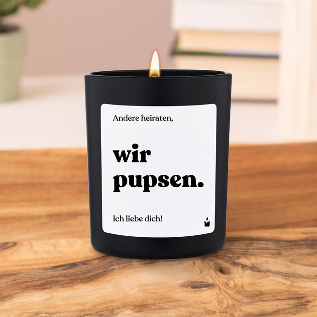 Duftkerze Schwarz Woody Andere heiraten, wir pupsen.
